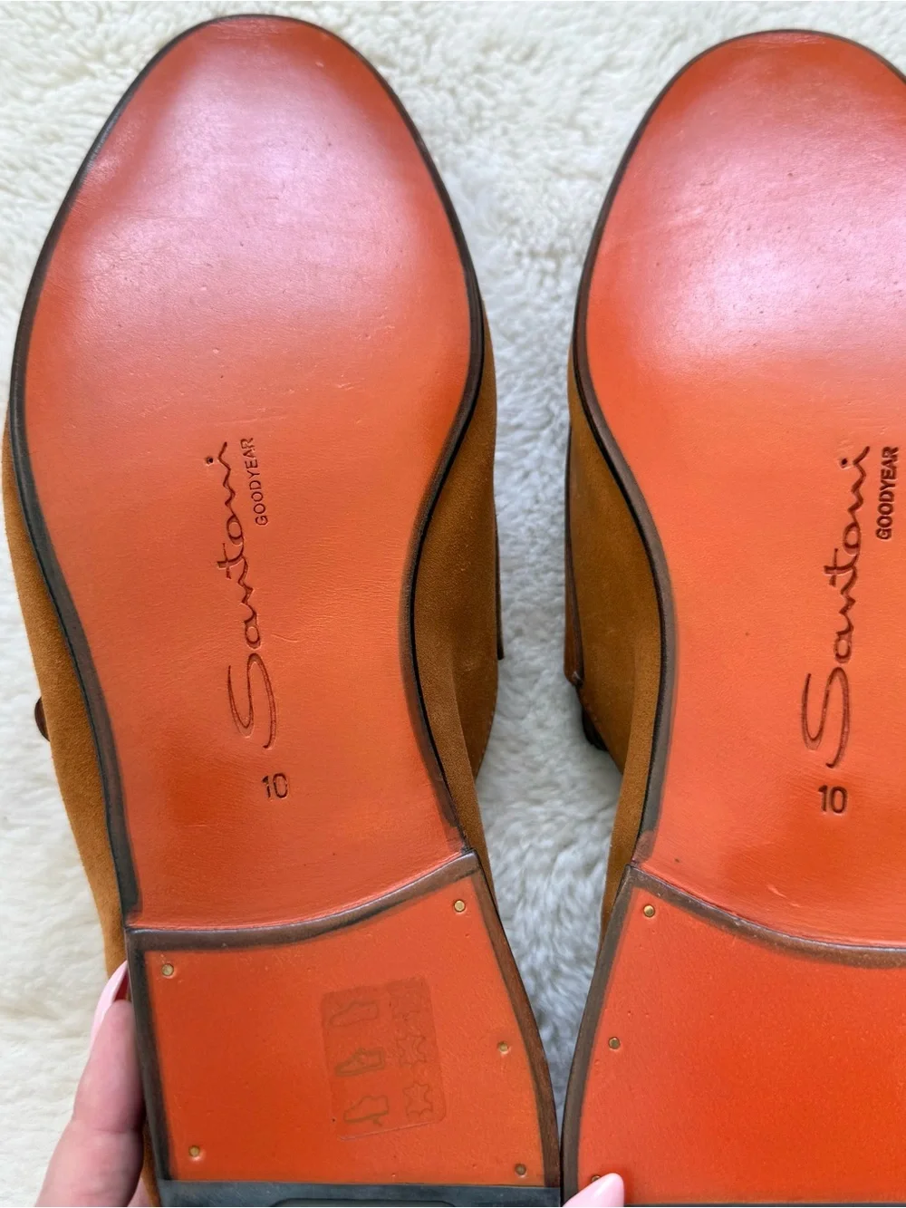 Santoni double buckle men suede loafers size 10 US